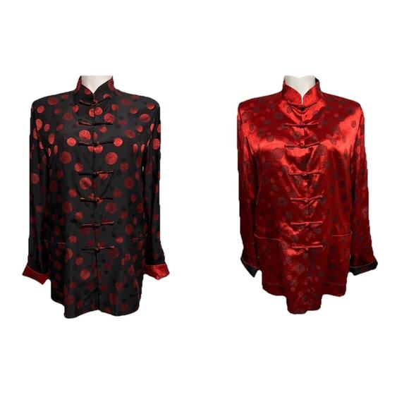Men’s Vintage Silk Chinese Tang Medium Reversible Shirt Coat Suit Jackets Glam - Picture 1 of 10